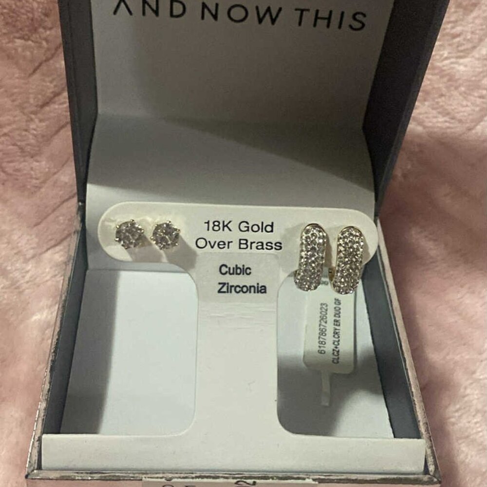 18k Gold over brass cubic zirconia